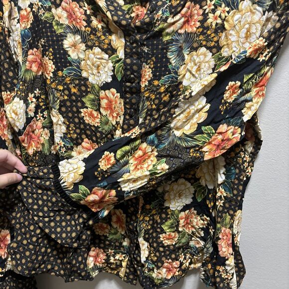 FARM Rio Siobhan Blouse size S Flare Sleeve Floral Button Top Boho Anthropologie - Picture 5 of 15